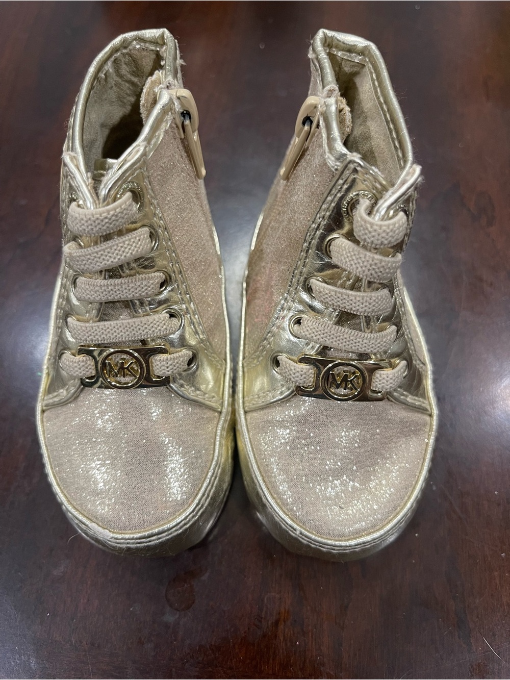 Michael Kors Infant Metallic Gold Glitter High-Top Sneakers